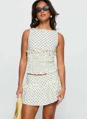 Tovie Frill Linen Blend Skort Cream Polka Dot
