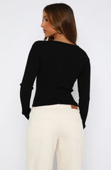 Notice Me Long Sleeve Top Black