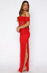 Matcha Baby Off Shoulder Maxi Dress Chilli Red