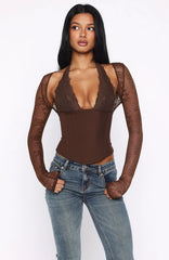 Never Walk Alone Long Sleeve Bustier Chocolate