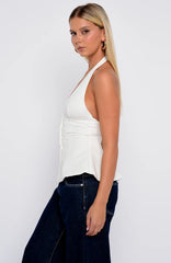 Let Me Be Loved Halter Top White