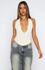 Waiting Forever Halter Bustier Off White