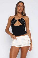 Left On Read Halter Top Black