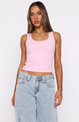 Spotted You Tank Ribbed Top Baby Pink