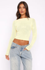Don't Let Her Go Long Sleeve Knit Top Lemon