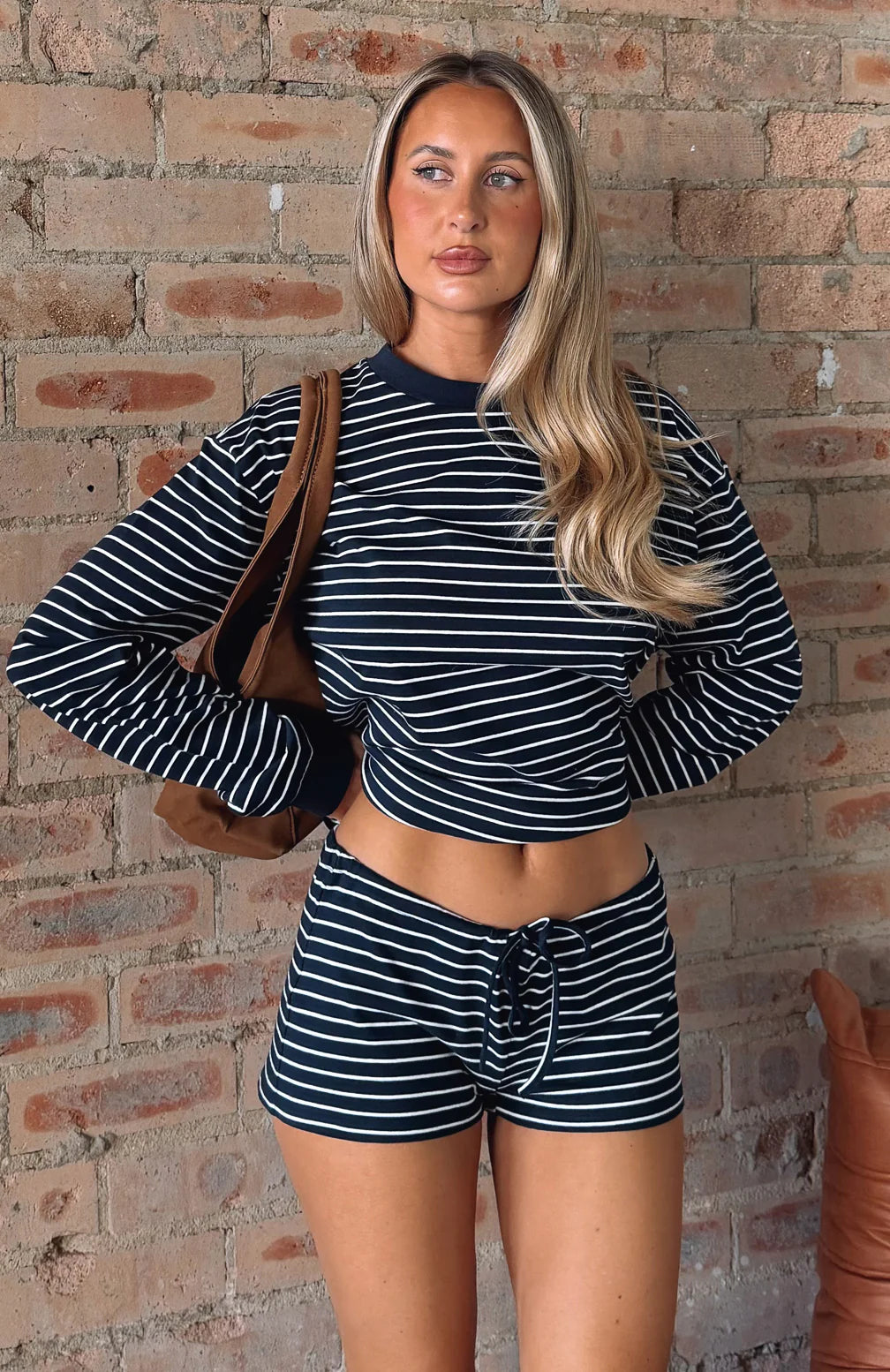 Touchdown Long Sleeve Tee Navy Stripe