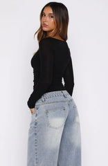 Never Took Me Serious Long Sleeve Top Black