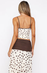 Angel Love Top Cream/Choc Polka Dot