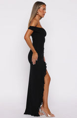 Icon In Motion Off Shoulder Maxi Dress Black