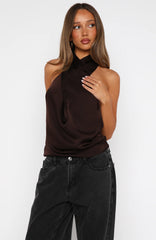 Tell Me It's Nothing Halter Top Chocolate