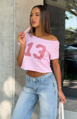 Whenever You're Ready Off Shoulder Relaxed Tee Pink
