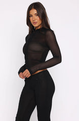 On My Own Wave Long Sleeve Top Black