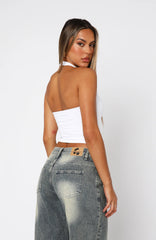 Out Of Touch Halter Top White