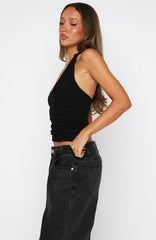Topic Of Conversation Halter Top Black