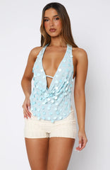 Missed Your Chance Halter Top Blue Shell