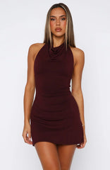 Eternal Glow Mini Dress Burgundy