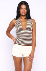 Next Vacation Halter Top Chocolate/Cream Stripe