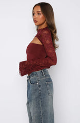 Devoted Love Long Sleeve Top Burgundy
