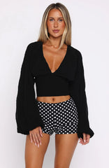 Love Shy Long Sleeve Top Black