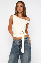 Stuck In A Dream Off Shoulder Top Bone