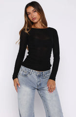 Never Took Me Serious Long Sleeve Top Black