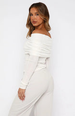 Take The Reigns Long Sleeve Top Off White
