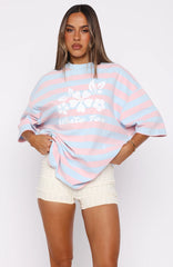 In The Valley Oversized Tee Blue/Pink Stripe