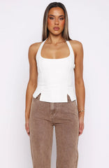 I'm Next Halter Top Off White