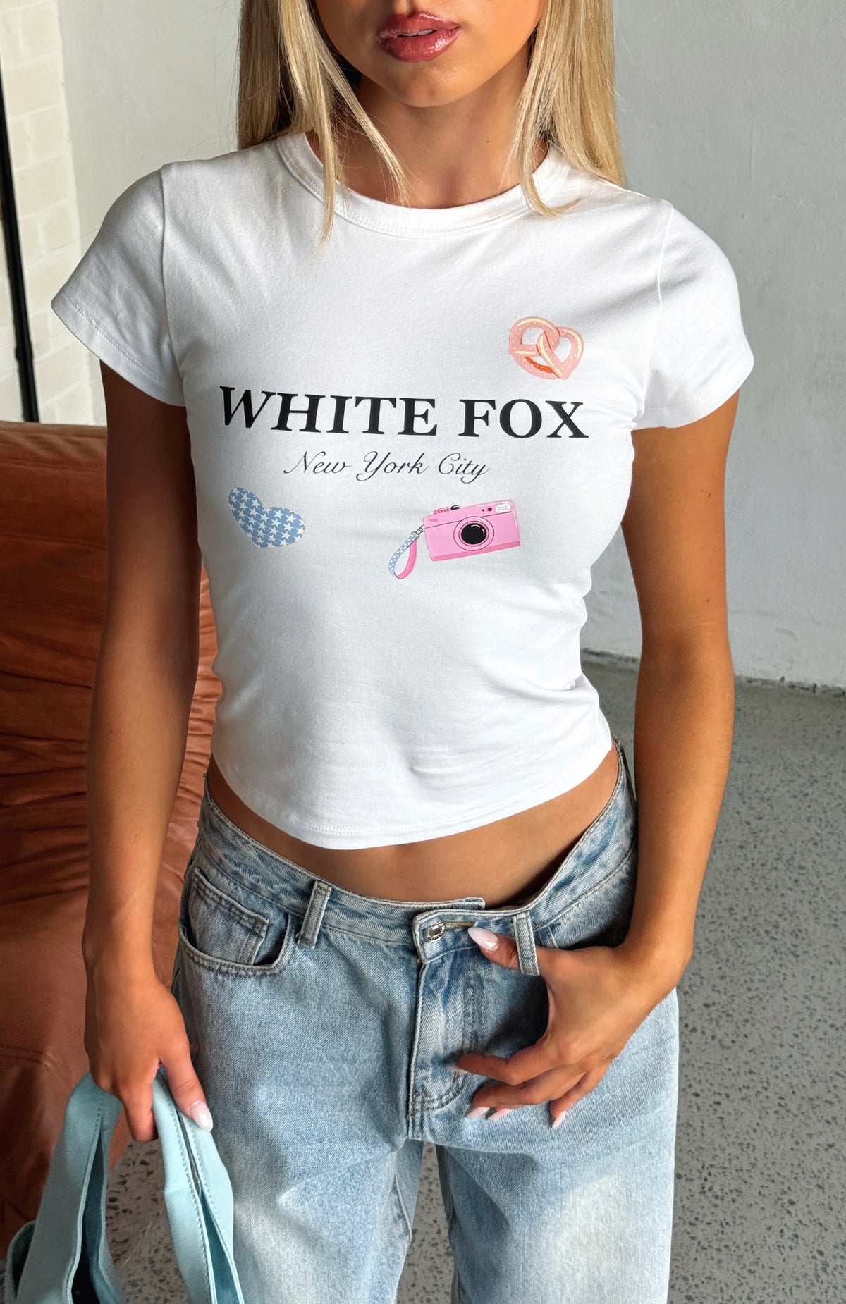 Stop And Stare Baby Tee White