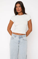 Meant To Tell Short Sleeve Rib Baby Tee Grey Marle