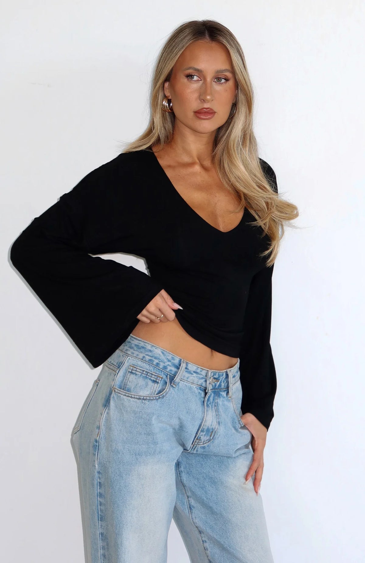 Nobody's Watching Long Sleeve Top Black