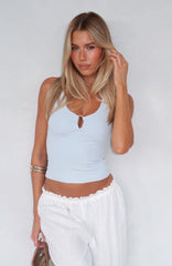 Not Over It Yet Halter Top Baby Blue