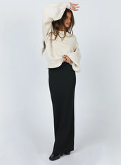 Harmony Balloon Sleeve Knit Sweater Beige