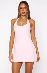 Hyper Halter Mini Dress Ballet Pink