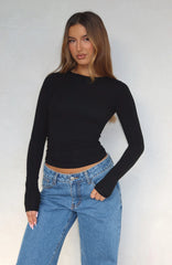 Only For Tonight Long Sleeve Top Black