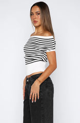 Sweet Dreams Off Shoulder Top White/Black Stripe