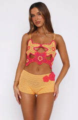 So Fresh Crochet Top Pastel Orange/Pink