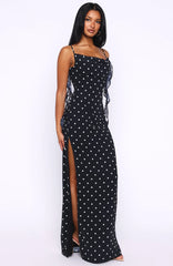 Love Blossoms Maxi Dress Black/White Polka Dot