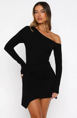 Living In The Moment Long Sleeve Mini Dress Black