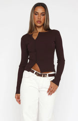 Notice Me Long Sleeve Top Chocolate