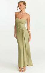 Aria Maxi Dress - Strapless Tie Waist Dress in Sage