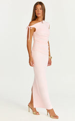 Belle Maxi Dress - Tie Shoulder Detail Dress in Pink